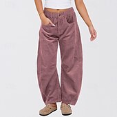 economico gamba larga e vita alta-Per donna Gamba larga Pantaloni Eleganti Streetwear Casual Lunghezza intera Naturale Semplice Tasca Elastico in vita Confortevole Streetwear Ferie Weekend Grigio scuro Nero Rosa Verde scuro Autunno