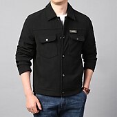economico Giubbotti Cargo-Per uomo Giacca Leggera Giacca in Velluto a Coste Giacca Cargo Giacca Casual Vacanza Quotidiano Caldo Tasca Primavera Autunno Semplice Moda Classico Bavero Regolare Nero Verde Cachi Giacca