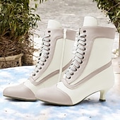 levne 30. léta-Dámské Boty Boty na knoflíky Větší velikosti Boty na podpatku Venkovní Párty Denní Barevné bloky Kotníkové boty Booties Nízký tenký Oblá špička Elegantní prázdniny Vinobraní Umělá kůže Šněrování