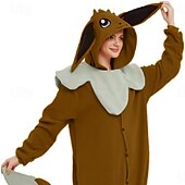 billige pars halloween-kostymer-Barne Voksne Dyr Gruppekostyme Onesie-kostyme Karnevalskostyme Tegneserie Eevee Onesie-pysjamas Kigurumi pyjamas Sjarm Morsomt kostyme Til Damer og Herrer Gutter og jenter Karneval Tegnefilm
