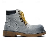 abordables Bottes de randonnée-Bottines à lacets en daim vert pour homme – chaussures de travail vintage pour l&#039;extérieur, idéales pour la randonnée automnale, le jardinage et le quotidien