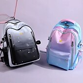 tanie Plecaki studenckie-plecak dla dziewcząt z gradientem w kształcie księżniczki – uroczy wodoodporny plecak szkolny z zamkami w kształcie korony i nadrukiem w gwiazdki, lekki tornister do szkoły podstawowej i gimnazjum