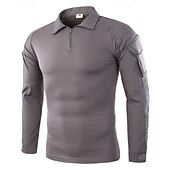 economico Cime-Per uomo Felpa con mezza zip Felpa militare Manica Lunga Collo alla coreana Top Esterno Traspirante Misto Cotone Mimetico Grigio scuro pitone nero Nero Viaggio Corsa