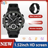 abordables Relojes inteligentes-Reloj inteligente deportivo para hombre, con linterna LED, Bluetooth, llamadas, control del ritmo cardíaco, asistente de voz, SOS, para exteriores, 1,52