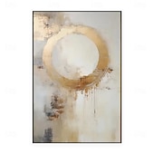 abordables Peintures Abstraites-Peinture à l&#039;huile faite à la main sur toile, décoration murale dorée simple et abstraite pour la décoration intérieure, cadre tendu, peinture suspendue/peinture roulée sans cadre, peinture non étirée