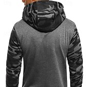 preiswerte Fleece-Sweatshirts-Herren Kapuzensweatshirt Pullover Kapuzensweatshirt Fleece Kapuzensweatshirt Taktischer Kapuzensweatshirt Hell Gray Dunkelgray Mit Kapuze Tarnung Tasche Sport &amp; Outdoor Täglich Streetwear Basic
