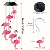 billiga Utomhusbelysning-Solcellsdriven rgb färgskiftande magisk boll vindklocka utomhus vattentät flamingo vindklocka trädgårdslampa för utomhus trädgård balkong terrassdekor jul nyårspresent