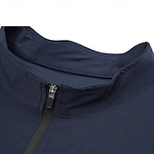 halpa Topit-Miesten Performance paita Urheilullinen t-paita Pitkähihainen Stand-kaula-aukko Topit Ulko- Nopea kuivuminen Hikeä siirtävä hajunvastainen Hengittävä Polyesteri Sininen Vihreä Tumman sininen Kalastus