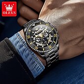 abordables Montres à quartz-OLEVS Hommes Montre à quartz Créatif Mode Décontracté Montre-bracelet Remontage automatique Phase de Lune Lumineux IMPERMÉABLE Acier Suivre