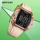 abordables Montres numériques-Sanda 6286 Montre électronique pour étudiant de type tonneau de vin Réveil multifonctionnel Montre numérique électronique pour étudiant Réveil