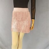 economico Abbigliamento balli latino-americani-gonna con frange per danza latina da donna – mezza gonna asimmetrica a vita alta per cha-cha, rumba &amp;pratica/esibizione di jitterbug