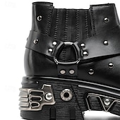 economico Stivali da motociclista-Per uomo Stivali Stivali da biker Camminata Vintage Casual Britannico Microfibra Confortevole Antiscivolo Caldo Stivaletti Mocassino Fascia Elastica Nero Argento Autunno Inverno