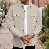 abordables Manteaux &amp; vestes-Homme Veste Légère Veste gaufrée Veste Décontractée Vacances Quotidien Respirant Avec Poches Printemps Automne Uni Mode Classique Revers Régulier Noir Blanche Vin Vert foncé Kaki Veste