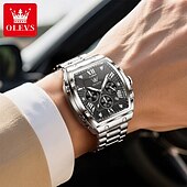 abordables Montres à quartz-OLEVS Hommes Montre à quartz Luxe Grand cadran Affaires Montre-bracelet Lumineux Calendrier IMPERMÉABLE Bracelet en acier inoxydable Suivre
