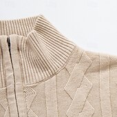 preiswerte Herrenpullover-Herren Pullover Pullover mit Viertelreißverschluss Strickpullover Zopfmuster Stricken Normale Oberteile Gestrickt Einfach Viertelreißverschluss Mode Lässig Urlaub Alltagskleidung Bekleidung Herbst