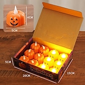 economico Halloween al chiuso-12 candele elettroniche a forma di zucca di Halloween con faccia di ragno, per interni ed esterni, per decorazioni di feste, atmosfere luminose