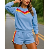 tanie dresy-Damskie Dres Bluza z kapturem Spodenki dresowe Kieszeń Prążki Zestawy odzież Wiosna Czarny Różowy Siłownia Na zewnątrz Bieganie Wysoka talia Lekki Oddychający Długi rękaw Sport Odzież sportowa