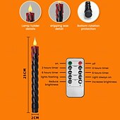 preiswerte Kerzenlicht-6 Stück 25 cm Halloween-Faden, schwarzer Stab, fließende rote Tränen, Simulation elektronischer Kerzenlicht-Timer, Fernbedienung, AA-Batterie, Partyatmosphäre für drinnen und draußen, dekoratives