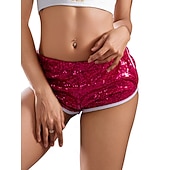 halpa Pohjat-Retro / vintage 1980 luku Kiiltävä metallinen Shortsit Hotpants Disko Paljetti Yhtenäinen väri Naamiaispuku Naisten Karnevaali puku Karnevaali Klubi Pride-paraati Pride-kuukausi Aikuisten Shortsit