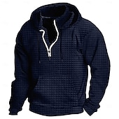 baratos hoodies básicos dos homens-Homens Moletom Moletons Waffle Moletom com capuz Quarter Zipper Hoodie Moletom Tático Preto Branco Vinho Azul Marinha Verde Com Capuz Tecido Bolsos Desportos e Ar livre Diário Streetwear Básico