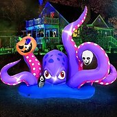 economico Piscine per bambini-gonfiabile gigante a forma di polpo di Halloween con zucca e teschio, decorazione per esterni a LED