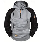 abordables sweats à capuche basiques pour hommes-Homme Sweat à capuche Sweat à capuche quart zippé Rouge &amp; noir Noir Rouge Bleu Gris Clair À capuche Uni Patchwork Bloc de Couleur Sport &amp; Loisir Occasionnel Quotidien Streetwear Frais Vêtements de