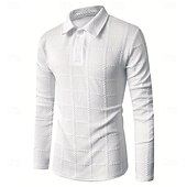 preiswerte Klassisches Poloshirt für Herren-Herren Golfshirt Arbeit Lässig Revers Langarm Mode Bequem Einfach Knöpfe Frühling &amp; Herbst Cachi scuro Schwarz Weiß Marineblau Militßrgrün Grau Golfshirt