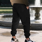economico Carico-Per uomo Pantaloni sportivi Pantaloni da tuta Joggers Pantaloni da Tuta Cargo Tasca Elastico in vita Coulisse Semplice Comodità Sport all'Aperto Quotidiano Moda Casual Verde militare Nero