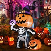 cheap Halloween Outdoor-1 Pc Halloween Lantern Candy Handheld Pumpkin Lantern Skeleton Ghost Inflatable Air Model Indoor and Outdoor Courtyard Garden Lawn Path Party Festive Atmosphere Decorative Lights