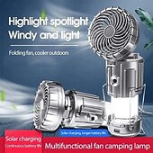 economico Ventilatori-Luce solare da campeggio con ventilatore, portatile ed estensibile, luce di emergenza, illuminazione esterna, telefono cellulare, luce a LED ricaricabile per tenda