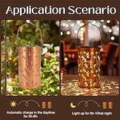 tanie zewnętrzne lampki choinkowe-Świąteczne solarne lampiony ważek ogrodowych wodoodporne metalowe lampy wiszące na patio trawniku ścieżce podjazdowej prezenrty np. dla kobiet matek babć