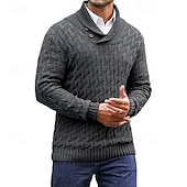 abordables Pull col rond-Homme Pull Torsadé Tricoter Hauts Réguliers Tricoté Coupe ajustée Uni Col montant Tricots Contemporain Occasionnel Tenue quotidienne Vêtement Tenue Automne Noir Rouge Bordeaux M L XL
