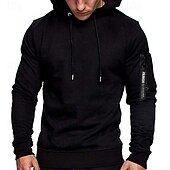 levne pánské základní mikiny s kapucí-Pánské Kapuce Černá Šedá Kapuce Bez vzoru Šňůrky Sporty a outdoor Denní Dovolená Polyester Šik ven Základní Na běžné nošení Jaro Podzim Oblečení Mikiny s kapucí Mikiny