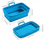 cheap Kitchen Utensils &amp; Gadgets-Foldable Air Fryer Silicone Baking Tray Reusable Non Stick Heat Resistant Kitchen Mat for Cooking Roasting Grilling Dishwasher Safe Accessory for Home Baking Use