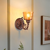 baratos Candeeiros de Parede de interior-arandela, luminárias de parede modernas, arandelas de parede estilo fazenda com cúpula de vidro transparente, luzes de parede para sala de estar, quarto, escada, banheiro, corredor 110-240v