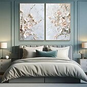 baratos Pinturas a Óleo-Mintura pinturas a óleo em tela com textura 3D feitas à mão, arte de parede, decoração, moderna, abstrata, imagem de flores para decoração de casa, pintura enrolada, sem moldura, não esticada