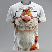 billiga T-shirts med djurmönster-Herr Djur 3D Figur T-shirt Kortärmad T-shirt 3D-tryck Rund hals Skjorta drivna Designer Fest Gata Ledigt Vit 1 Vit 2 Vit 3 Sommar Vår Alla årstider Kläder S M L XL XXL XXXL