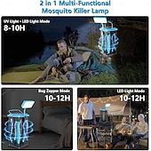 abordables Tue mouche éléctrique-Lampe anti-moustiques électrique solaire, piège à insectes rechargeable par USB, piège à mouches étanche 4200 V, piège à moustiques, lumière UV non toxique pour une utilisation intérieure et