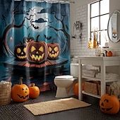 levne Halloween koupel-Halloweenský sprchový závěs s háčky, polyesterový, pratelný, voděodolný, vzorovaný, koupelnová vana, dekorace