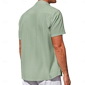 Χαμηλού Κόστους Διακοπές-Ανδρικά Πουκάμισο Πουκάμισο λινό Καλοκαιρινό πουκάμισο Πουκάμισο παραλίας Χαβανέζικο πουκάμισο Μαύρο Λευκό Κρασί Βαθυγάλαζο Πράσινο του τριφυλλιού Κοντομάνικο Συμπαγές Χρώμα Φλοράλ Συνδυασμός Χρωμάτων