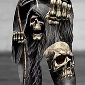 billiga Halloweenbyxor-Herr Dödskalle Död Halloween Kostymer Joggingbyxor Joggare Långbyxor Medium Midja Dragsko Elastisk midja Mörk gotisk stil Joggning Streetwear Träningspass Atletiska mjukisbyxor med fickor Vår Höst