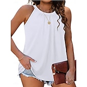 olcso Egyszerű ujjatlan felső-Női Camisole Tank Top Tömör szín Napi Alkalmi Ujjatlan Kötőfék nyaka Normál felsők Napi Fehér Arcpír rózsaszín Lóhere Szürke Nyár Tavasz
