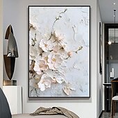 baratos Pinturas a Óleo-Mintura pinturas a óleo em tela com textura 3D feitas à mão, arte de parede, decoração, moderna, abstrata, imagem de flores para decoração de casa, pintura enrolada, sem moldura, não esticada