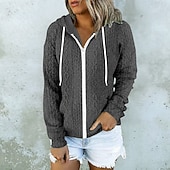 Mujer Chaqueta casual Cómodo Transpirable Bolsillo Exterior Casual Plano Ropa Deportiva Casual Diario Regular Con Capucha Ajuste regular Manga Larga Ropa de calle Negro Blanco Rosa Otoño Invierno abordables chaquetas casuales-Mujer Chaqueta casual Cómodo Transpirable Bolsillo Exterior Casual Plano Ropa Deportiva Casual Diario Regular Con Capucha Ajuste regular Manga Larga Ropa de calle Negro Blanco Rosa Otoño Invierno