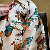abordables Châles et étoles femme-Foulard Rectangulaire Femmes Rue Quotidien Date Blanc Bleu Écharpe Animal