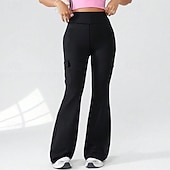 זול חותלות וגרביונים ליוגה-בגדי ריקוד נשים טייץ שלושת רבעי חותלות יוגה כיס בקרת בטן מותניים גבוהים חדר כושר ריקוד אתלטיקה תחתיות צבע אחיד שחור סתיו ספורט לבוש אקטיבי גזרה צמודה