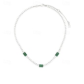 billige Halskjeder-Choker Halskjede Syntetisk Diamant Rhinstener Dame Elegant Årgang Klassisk Bryllup Sirkelformet Halskjeder Til Bryllup Fest Daglig