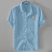 economico Classico-Per uomo Camicia Camicia di lino Camicia Estiva Camicia da Spiaggia Camicia con Bottoni Girasoli Vacanza Casuale Bianco Verde chiaro Rosa Blu Manica Corta Collo ripiegato Estate Abbigliamento