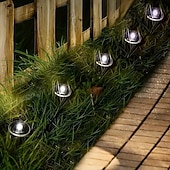 olcso Földi fények-napelemes vezetőoszlopos talajlámpák 15/30 db-os lapos napelemes lámpák kültéri, vízálló napelemes korongos tájvilágítás kerti ösvényre, falra, lépcsőkre, teraszokra, udvarra, gyepre, járdára (meleg