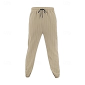 abordables Día festivo-Hombre Pantalones de lino y algodón Pantalones deportivos Pantalones de Deporte Persona que practica jogging Pantalones Bolsillo Cintura elástica Correa A Rayas Comodidad Deporte Diario Moda Casual